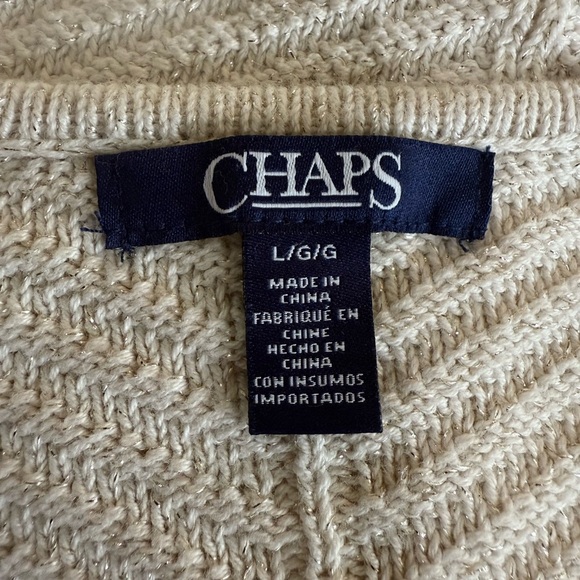 Chaps Women's cream V-Neck Sweater pullover with sparkle to it Size Large - Picture 2 of 7